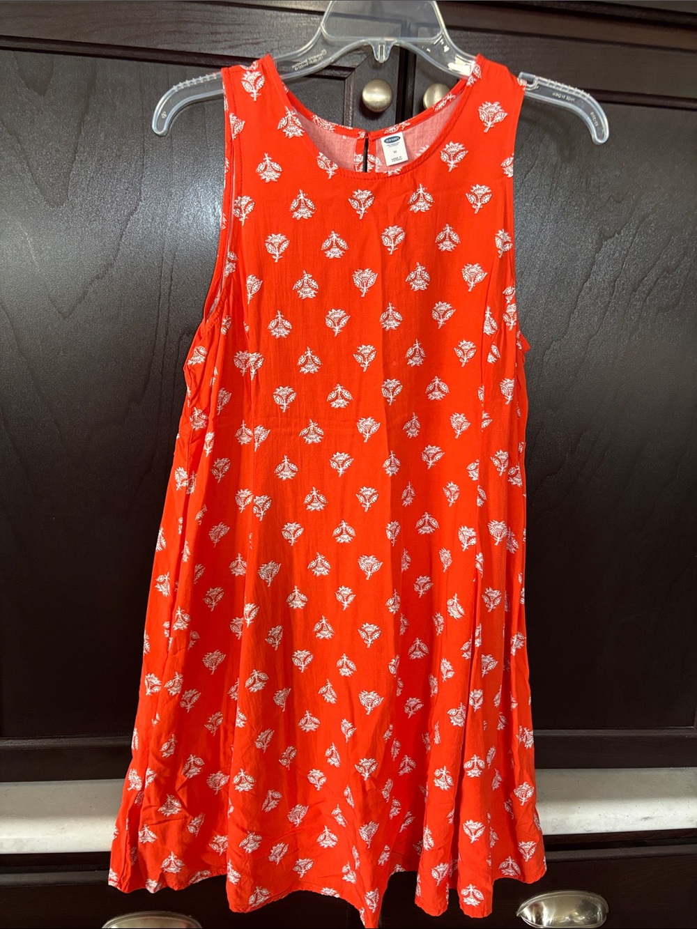 Old Navy Red Floral Sleeveless Swing Dress